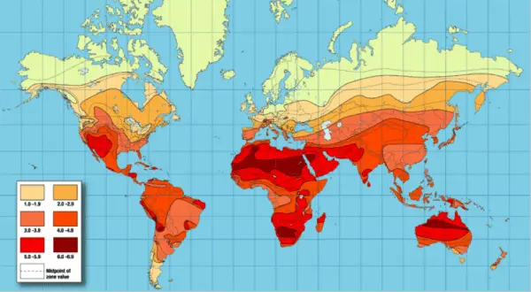 全球日晒地图