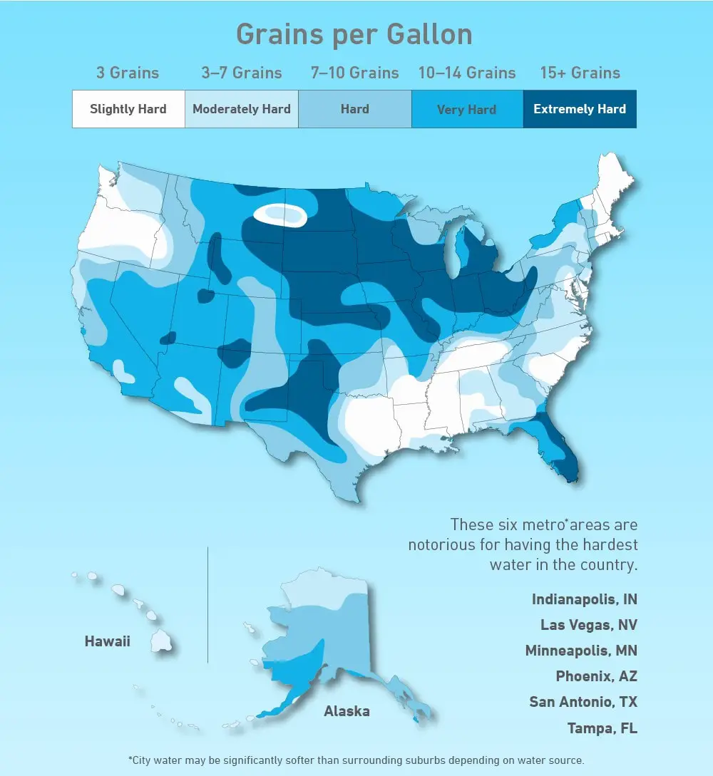 美国硬水和软水的分布图