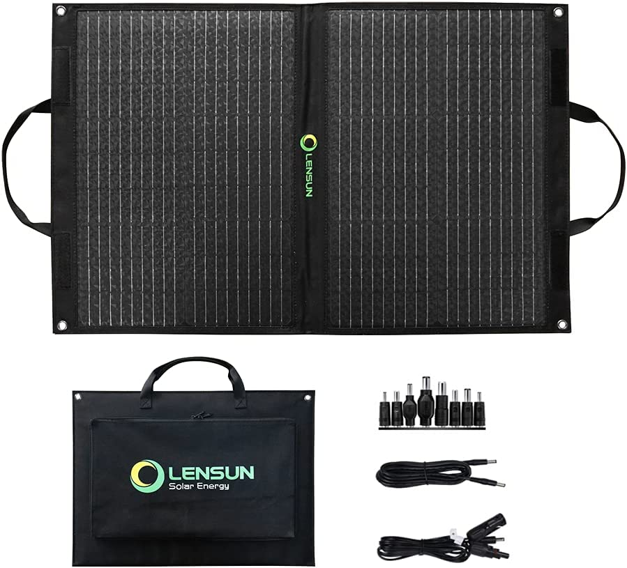 Lensun 70W可折叠太阳能电池板充电器与支架